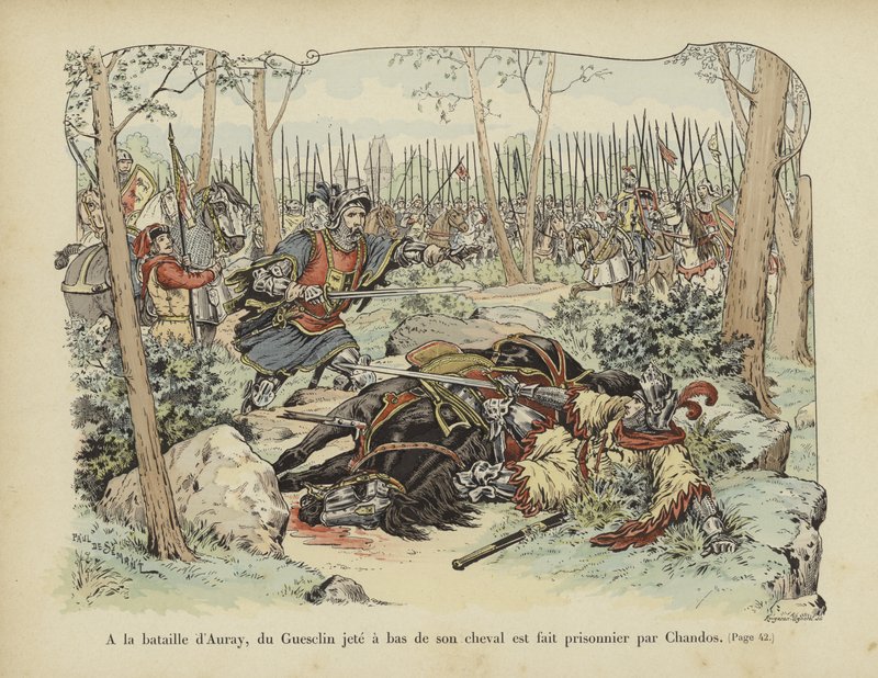 Bertrand du Guesclin disarcionato dal suo cavallo e catturato da Sir John Chandos, Battaglia di Auray, 1364 da Paul de Semant