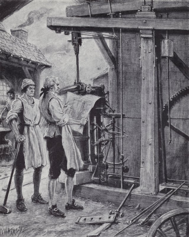 James Watt al lavoro sulla macchina a vapore da Paul (after) Hardy