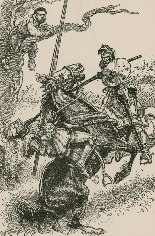 Il Cavaliere degli Specchi fu trascinato, suo malgrado, oltre la groppa del suo cavallo da Paul Hardy