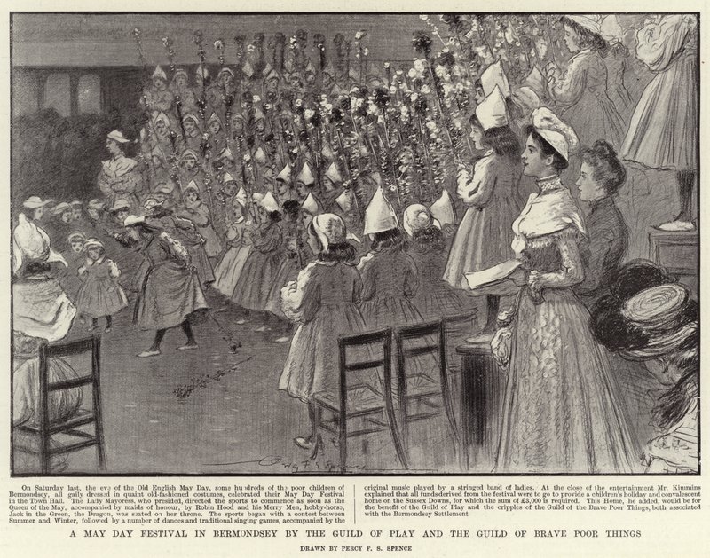 Una festa del Primo Maggio a Bermondsey dalla Guild of Play e dalla Guild of Brave Poor Things da Percy F.S. Spence