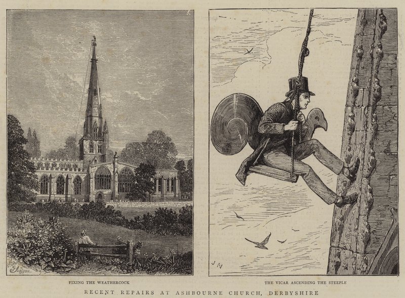 Riparazioni recenti alla chiesa di Ashbourne, Derbyshire da Percy William Justyne