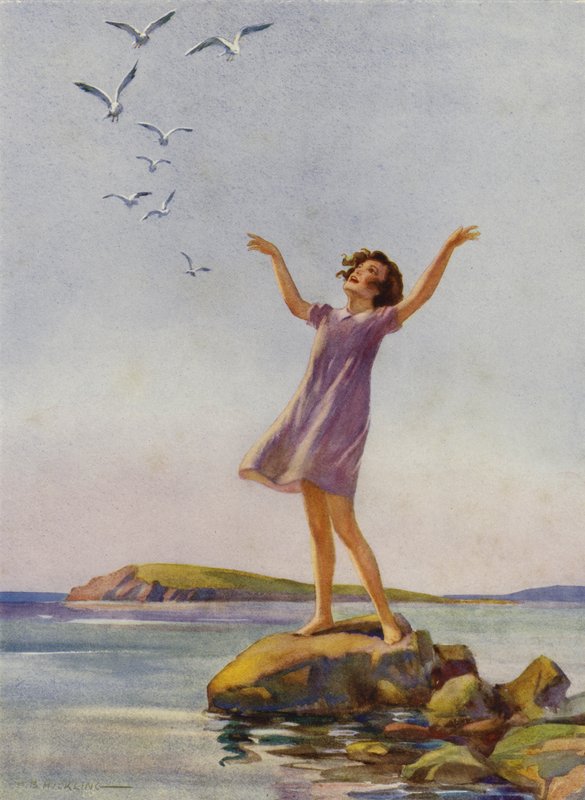 Ragazza che si gode il sole al mare da Percy Bell Hickling