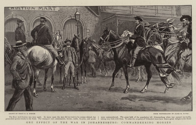 Un effetto della guerra a Johannesburg, requisizione di cavalli da Percy F.S. Spence