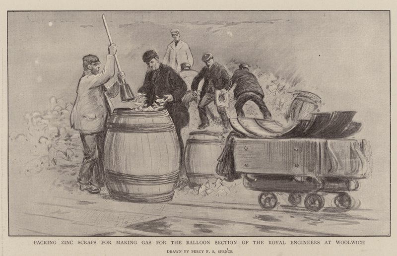 Imballaggio di Rottami di Zinco per la Produzione di Gas per la Sezione Palloni dei Royal Engineers a Woolwich da Percy F.S. Spence