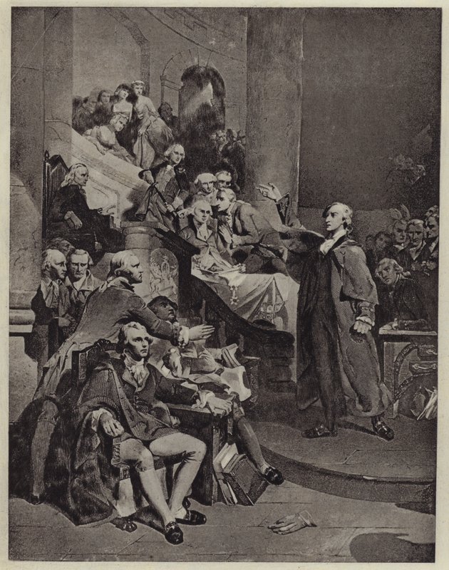 Patrick Henry che pronuncia il suo discorso del 1765 da Peter Frederick (after) Rothermel