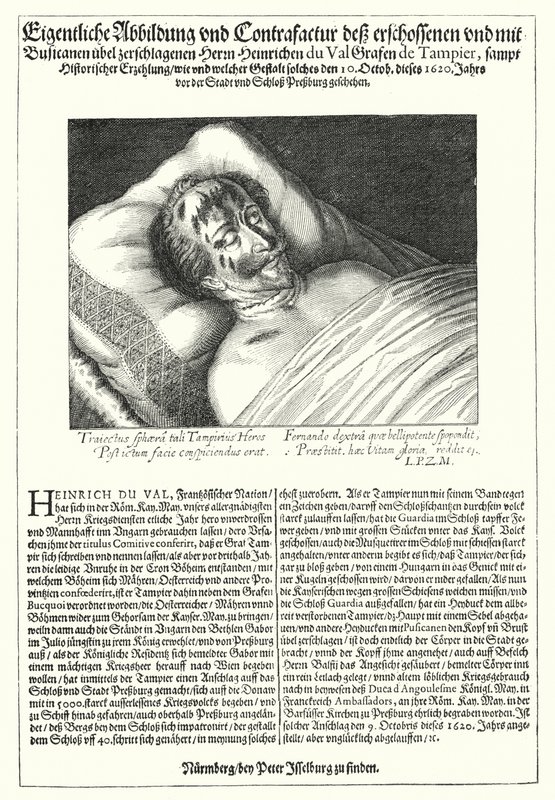Il corpo di Henri du Val, Conte di Dampierre da Peter Isselburg