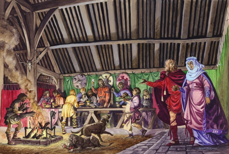 Un thane anglosassone conduce sua moglie nella Grande Sala da Peter Jackson