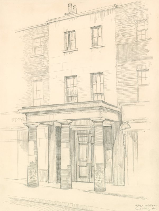 Teatro di Marylebone, Londra, ingresso in Church Street, costruito nel 1837 da Peter Jackson