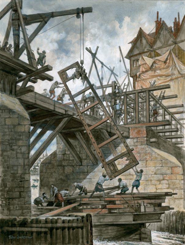 Costruzione della Nonesuch House sul vecchio London Bridge da Peter Jackson