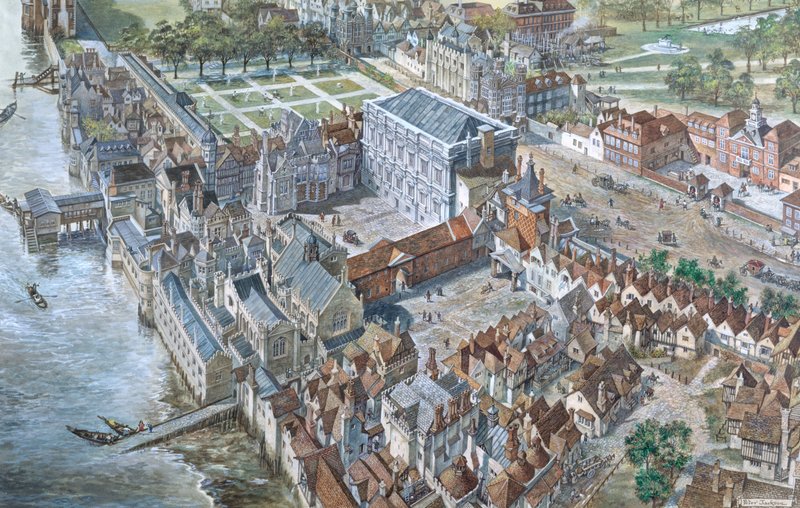 Vecchia Londra ricostruita: Il Palazzo di Whitehall circa 1680 da Peter Jackson
