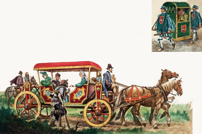 Trasporto pubblico: cavallo, carrozza e sedia a portantina da Peter Jackson