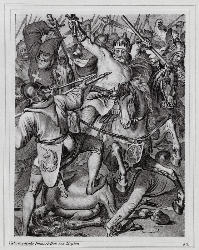 Morte di Giovanni il Cieco, re di Boemia, alla battaglia di Crecy da Peter Johann Nepomuk Geiger