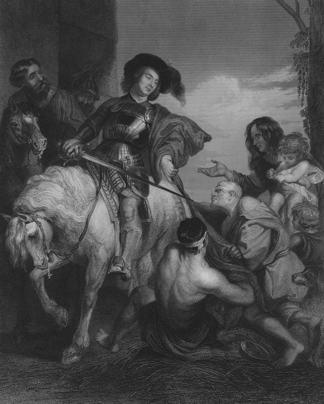 San Martino che divide il suo mantello (incisione) da Peter Paul (after) Rubens