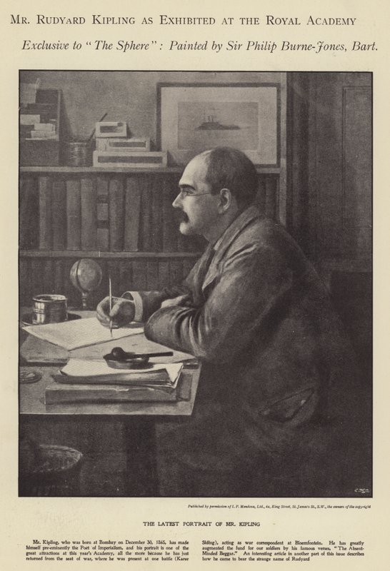 Ritratto di Rudyard Kipling esposto alla Royal Academy da Philip (after) Burne Jones