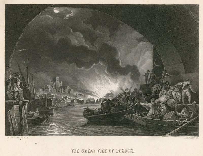 Il grande incendio di Londra da Philippe Jacques de Loutherbourg