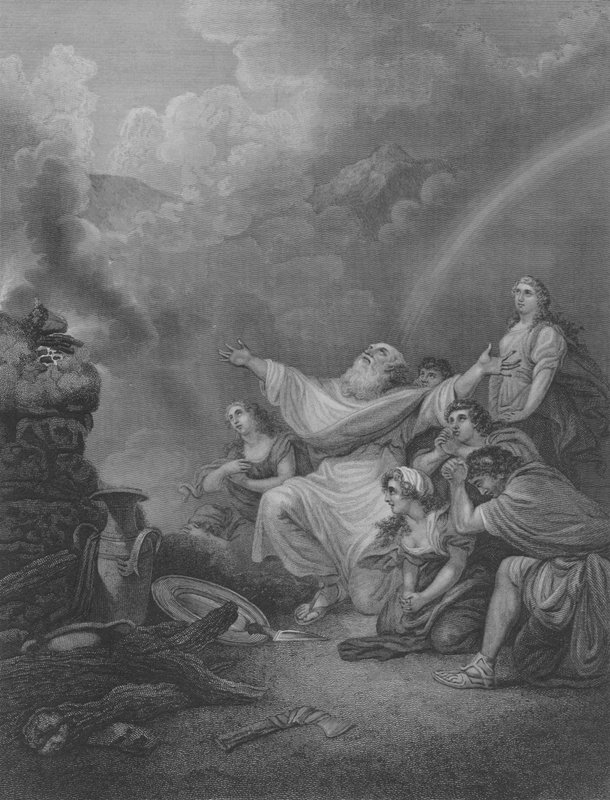 Il Sacrificio di Noè, Genesi 8, Versetto 20-22 da Philippe de (after) Loutherbourg