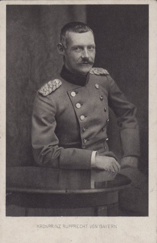 Principe ereditario Rupprecht di Baviera, comandante militare tedesco della Prima Guerra Mondiale (foto in b/n) da Photographer German