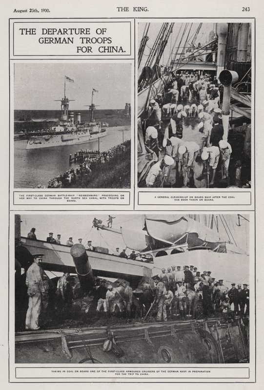 Partenza delle truppe tedesche per la Cina per sopprimere la Ribellione dei Boxer, agosto 1900 da Photographer German