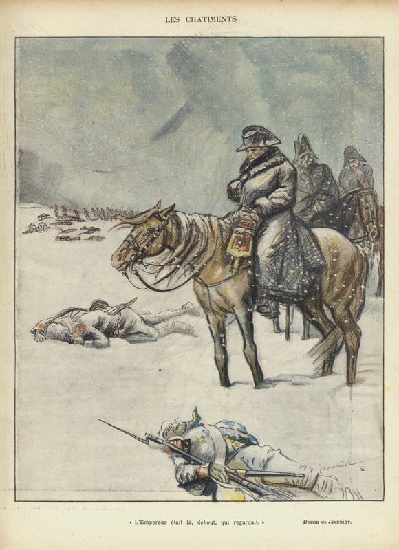 Napoleone in ritirata da Mosca, illustrazione per Le Rire da Pierre Georges Jeanniot