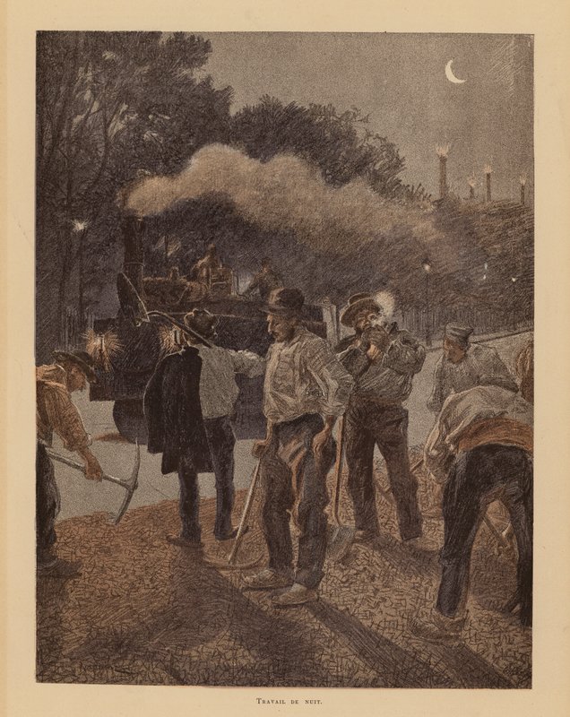 Lavori stradali a Parigi di notte da Pierre Georges Jeanniot