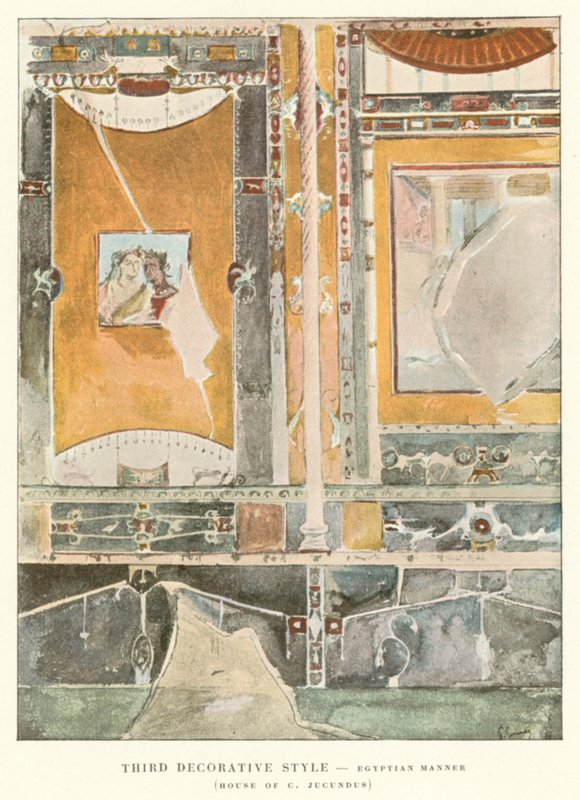 Terzo stile decorativo, maniera egiziana, casa di C Jugundus da Pierre Gusman