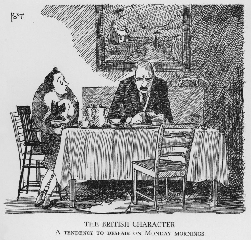 Il Carattere Britannico, Tendenza alla disperazione il lunedì mattina (litografia) da Pont