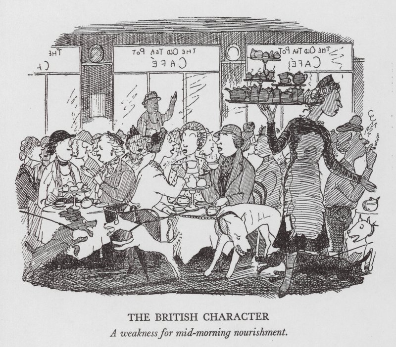 Il carattere britannico, Una debolezza per il nutrimento di metà mattina da Pont (1908 40)