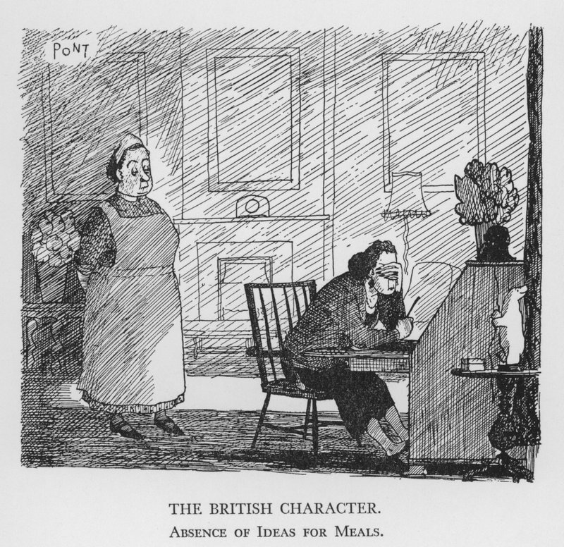 Il Carattere Britannico, Assenza di Idee per i Pasti (litografia) da Pont
