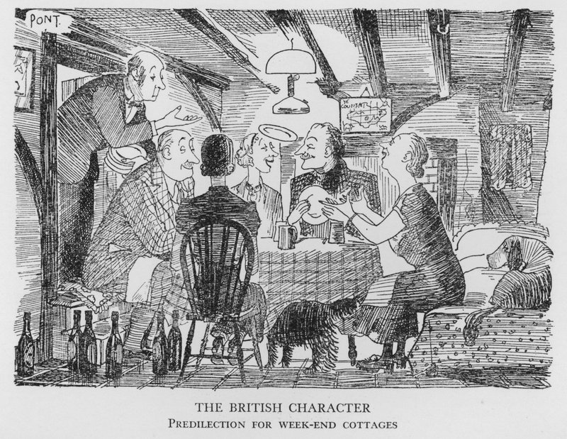 Il Carattere Britannico, Predilezione per i cottage del fine settimana (litografia) da Pont
