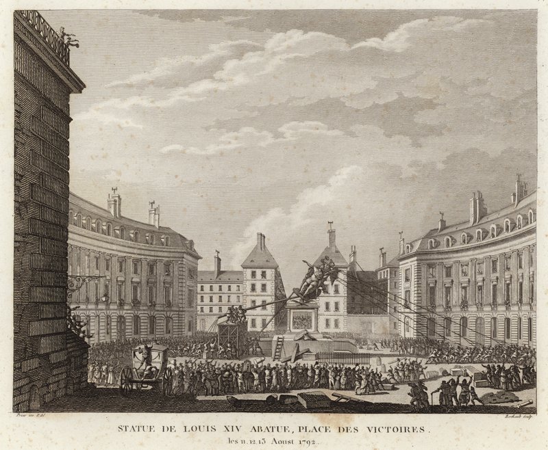 Statua di Luigi XIV rimossa in Place des Victoires da Prieur