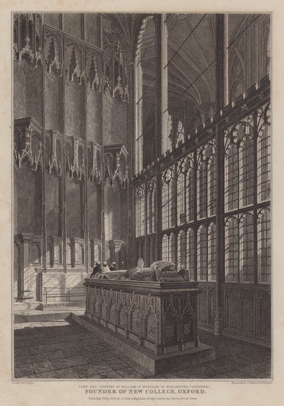 Tomba e cappella di William of Wykeham, fondatore del New College, Oxford, nella Cattedrale di Winchester da R. (after) Essex