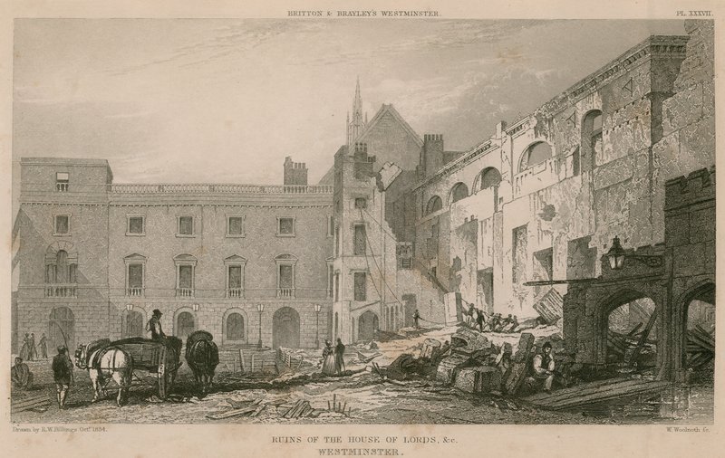 Rovine della Camera dei Lord, Westminster da R. W. Billings