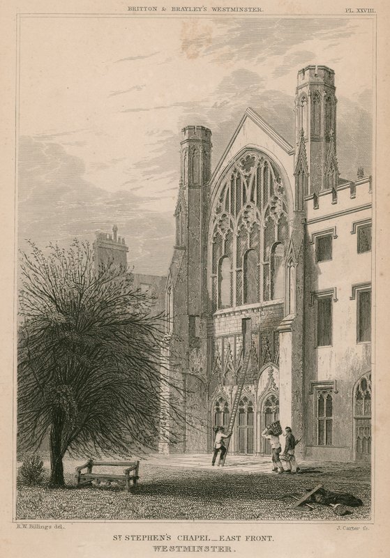 Cappella di Santo Stefano, Westminster, Londra, fronte est da R. W. Billings