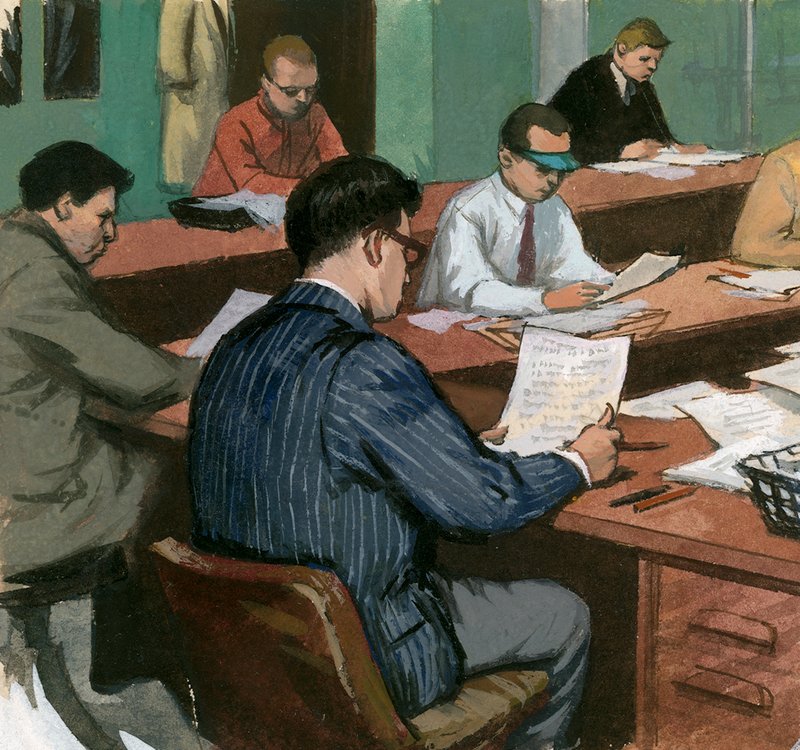 Giornalisti alla scrivania negli anni 