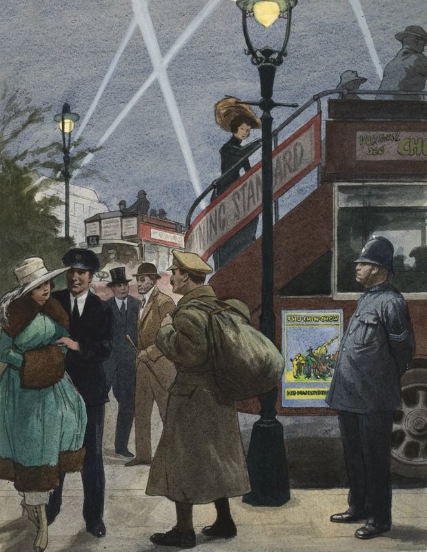 Londra nella prima guerra mondiale (gouache su carta) da Ralph Bruce