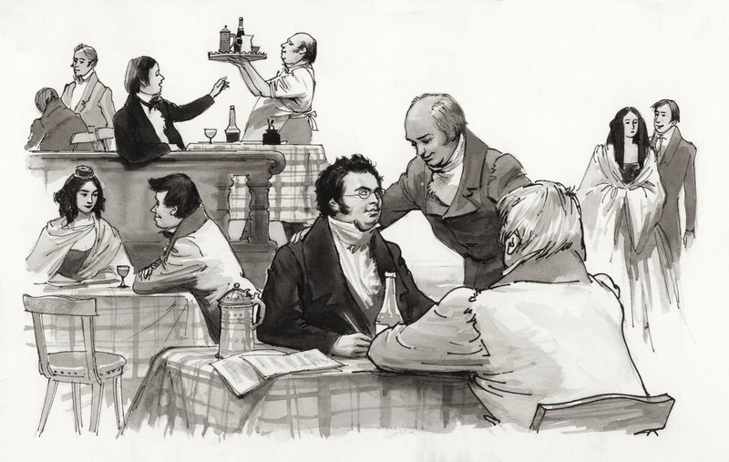 Schubert e amici (gouache su carta) da Ralph Bruce
