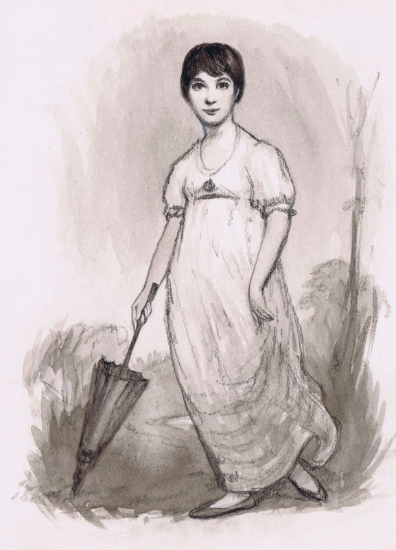 La giovane Jane Austen (matita e acquerello) da Ralph Bruce