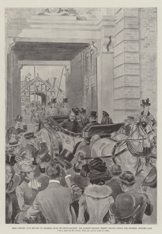 Il Ritorno di Re Edoardo VII a Osborne dopo la sua Proclamazione, Sua Maestà lascia Trinity Wharf, Cowes, per Osborne, 24 gennaio da Ralph Cleaver