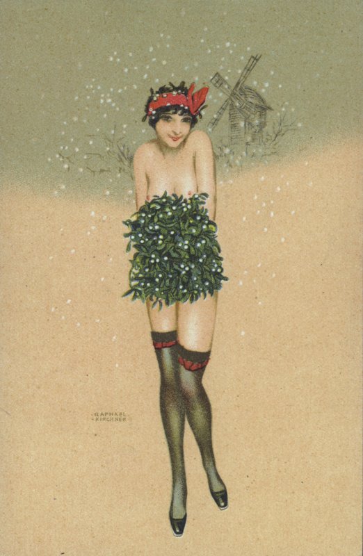 Ragazza che porta un mazzo di vischio da Raphael Kirchner