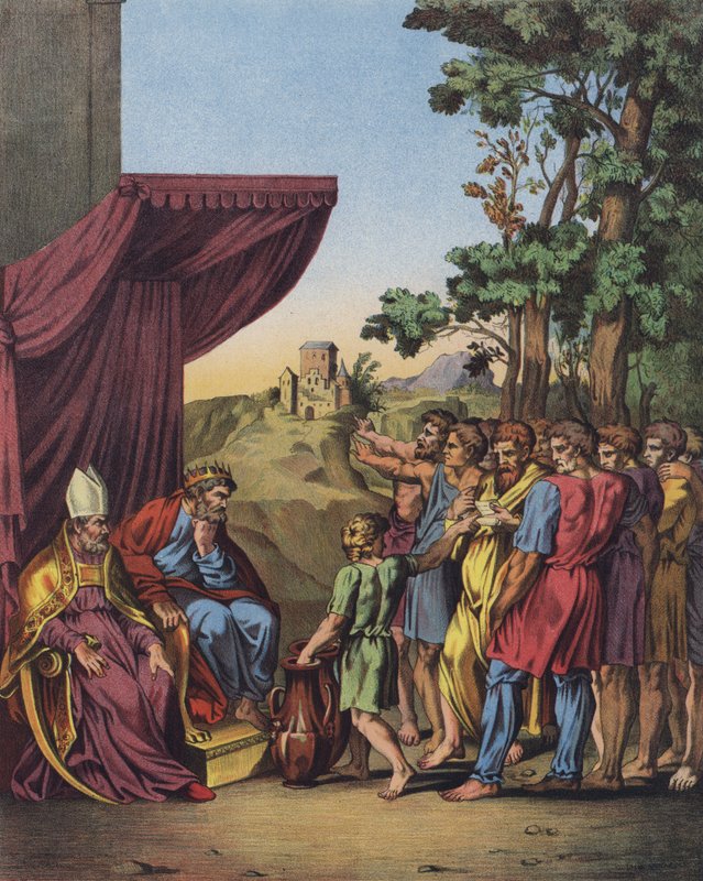 Giosuè presiede alla distribuzione delle terre di Canaan alle Tribù di Israele da after Raphael