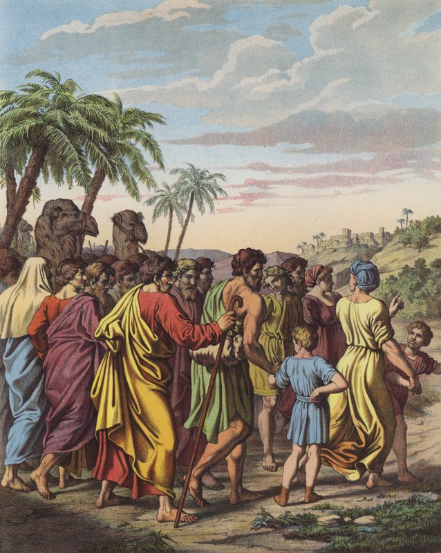 Ritorno degli Israeliti dalla loro cattività a Babilonia (litografia a colori) da after Raphael