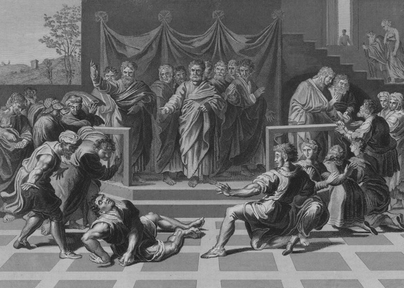 La morte di Anania (incisione) da after Raphael