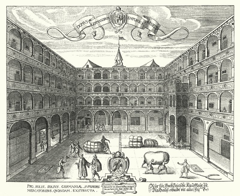Il Fondaco dei Tedeschi, sede dei mercanti tedeschi a Venezia da Raphael Custos