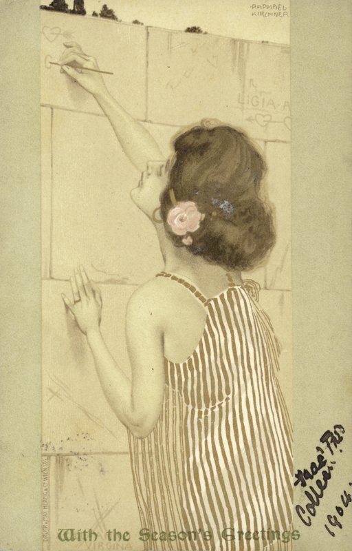 Ragazza che scrive su un muro da Raphael Kirchner