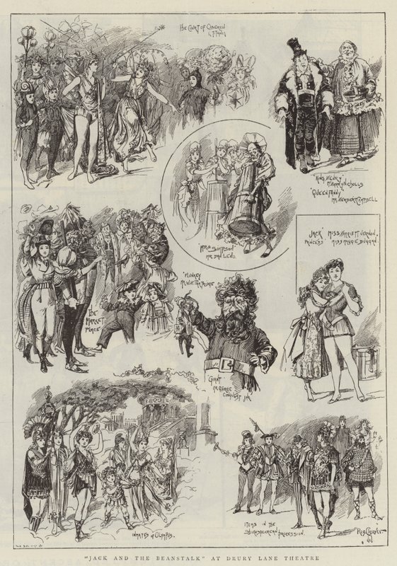 "Jack e la pianta di fagioli" al Drury Lane Theatre (incisione) da Reginald Thomas Cleaver