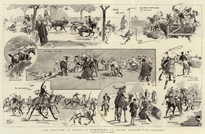 Gli inglesi in Egitto, una gimkana al Cairo durante la stagione (litografia) da Reginald Thomas Cleaver
