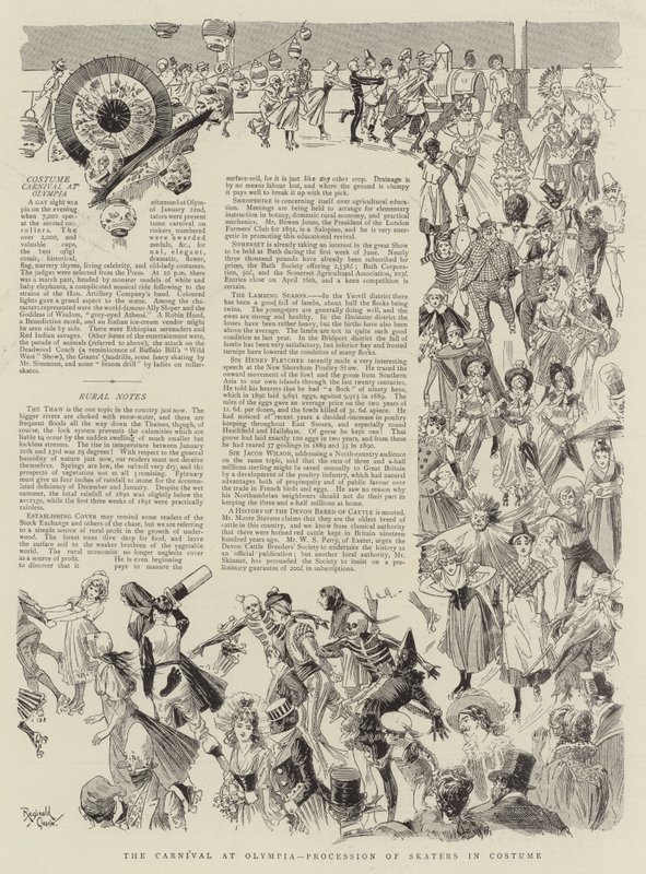 Carnevale a Olimpia, corteo di pattinatori in costume (litografia) da Reginald Thomas Cleaver