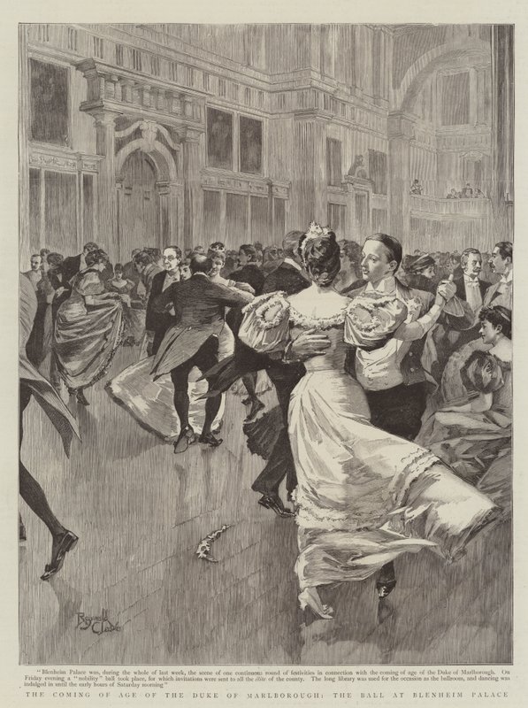 La maggiore età del Duca di Marlborough, il ballo a Blenheim Palace (incisione) da Reginald Thomas Cleaver