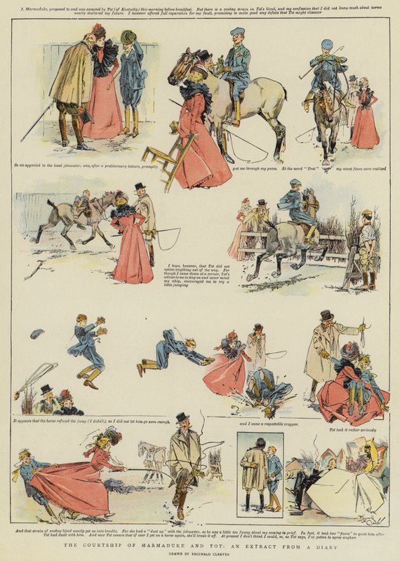 Il corteggiamento di Marmaduke e Tot, estratto da un diario (cromolitografia) da Reginald Thomas Cleaver