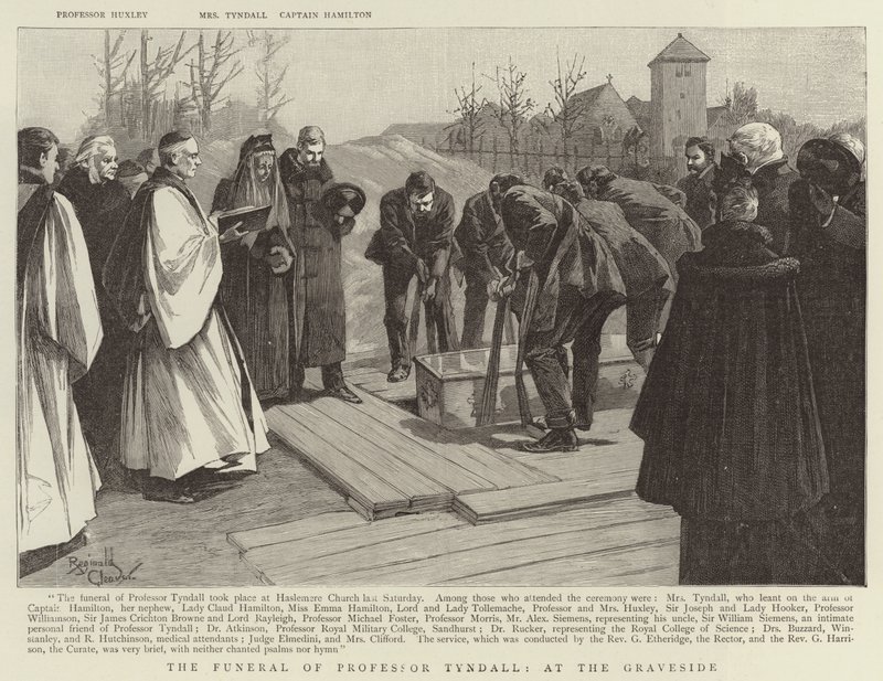 Il funerale del professor Tyndall, sulla tomba (incisione) da Reginald Thomas Cleaver